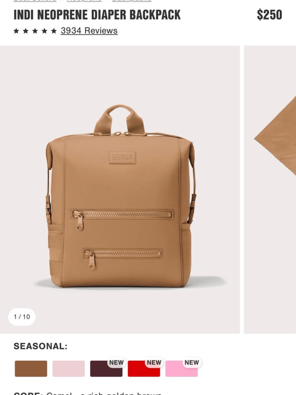 Dagne Dover Indi Neoprene Backpack in Camel